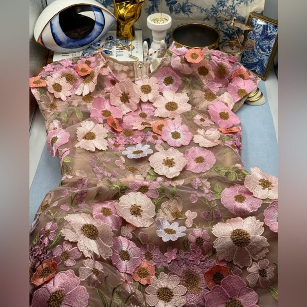 🆕 BRONX & BANCO 🧿 NWOT Jasmine Capsleeve Pink Floral Mini Dress, Sz L US 8 - Picture 15 of 17